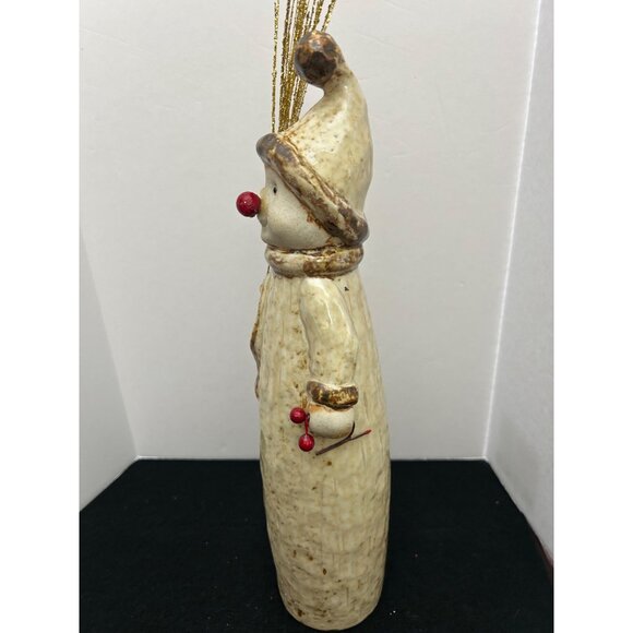 Ceramic Snowman Figurine Glitter Twig & Red Nose Festive Winter Holiday Decor - Picture 10 of 12